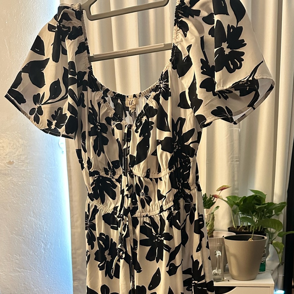 Floral Black and White Women's Dress